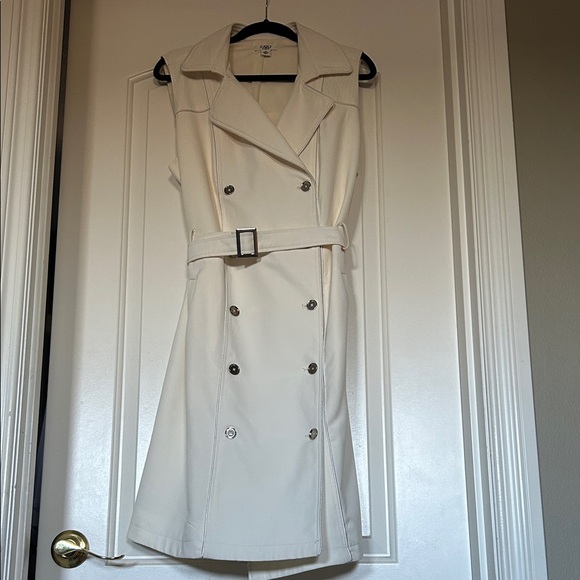 Winter white Cream Trench double breasted Fully Lined Coat Dress 18W CATO - Picture 2 of 7